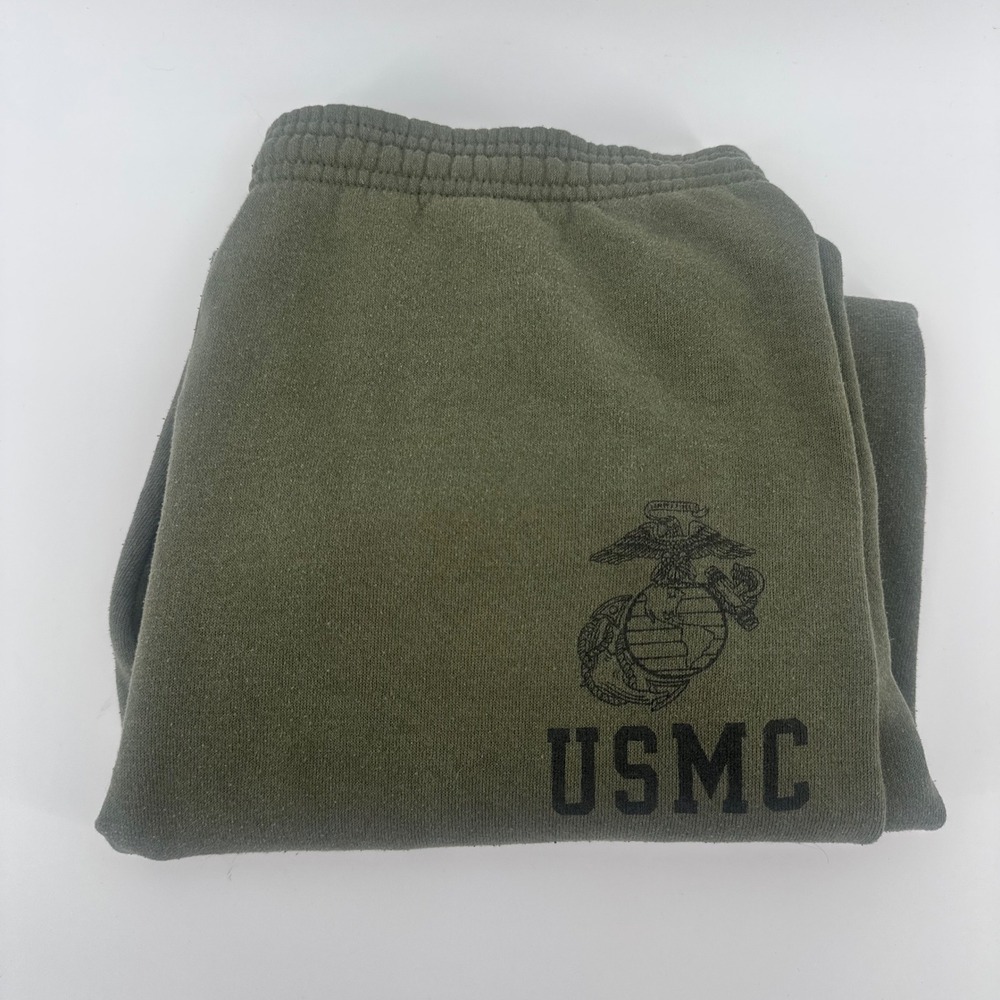 Soffe USMC Sweatpants Mens Large Green Military PT Training Fleece Pants USA